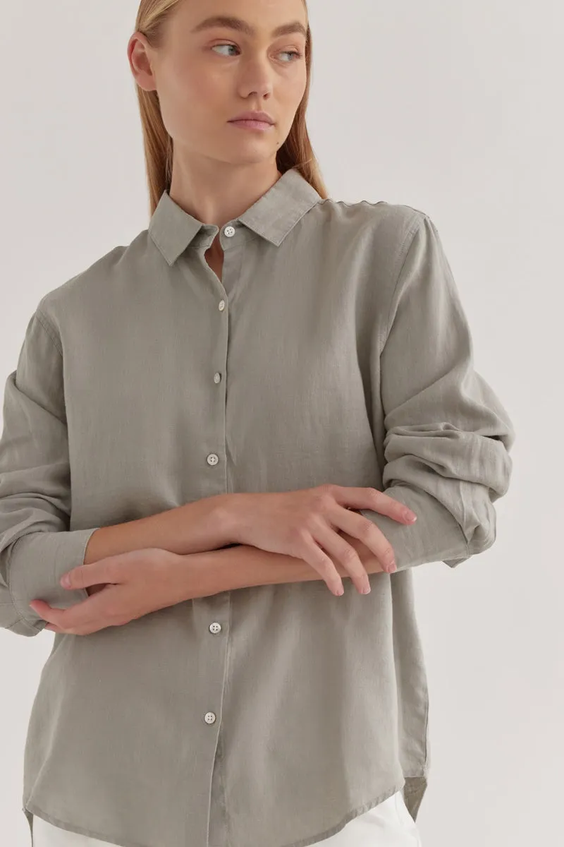 Assembly Label - Xander Linen Shirt - Green Fog