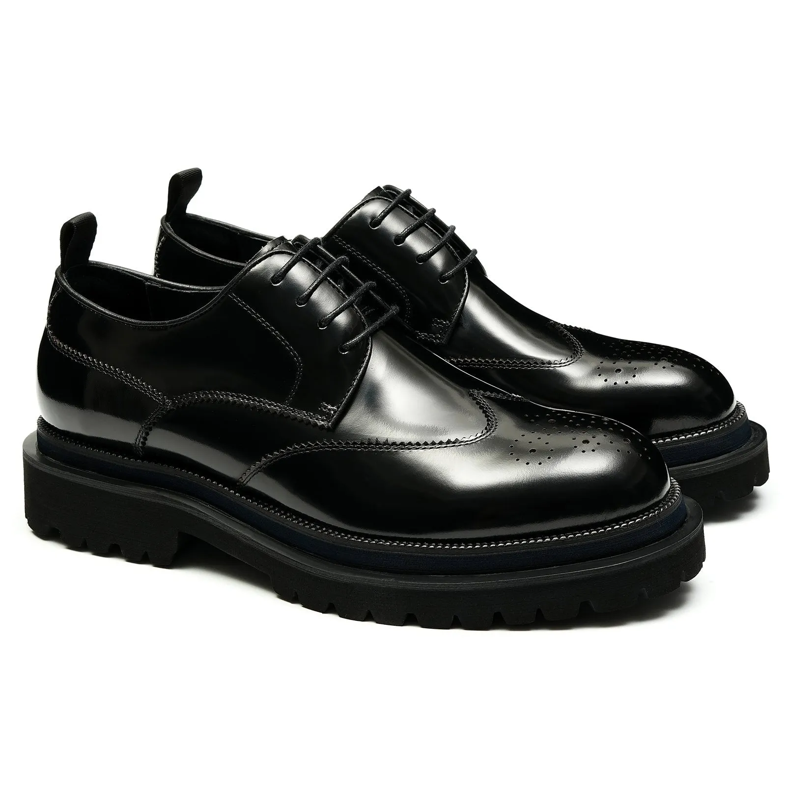 Black brogue derby shoes