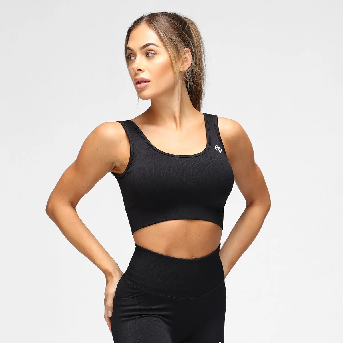 Black Ribbed Seamless Bra