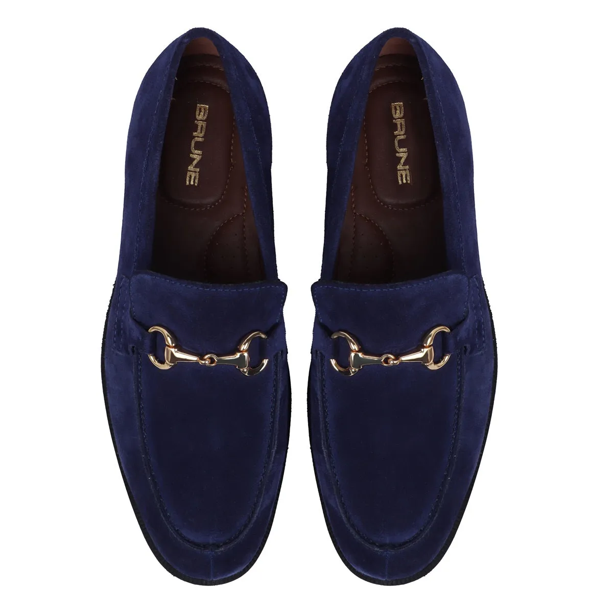 Blue Suede Leather Light Weight Loafer Horse-bit Buckle for Men By Brune & Bareskin