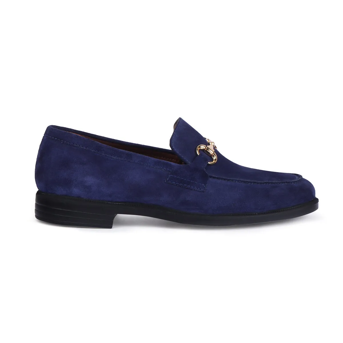 Blue Suede Leather Light Weight Loafer Horse-bit Buckle for Men By Brune & Bareskin