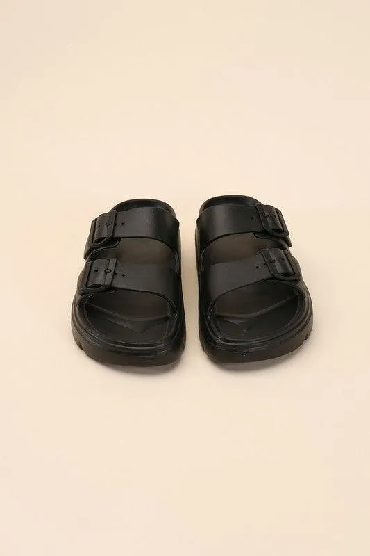 Buckle Strap Slides Sandals