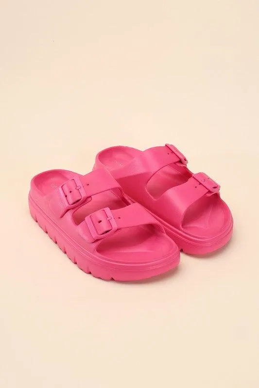 Buckle Strap Slides Sandals