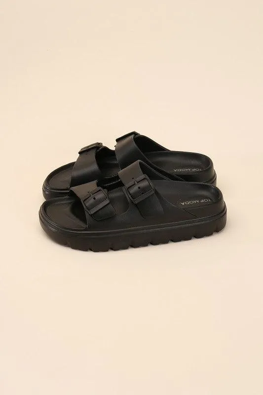 Buckle Strap Slides Sandals