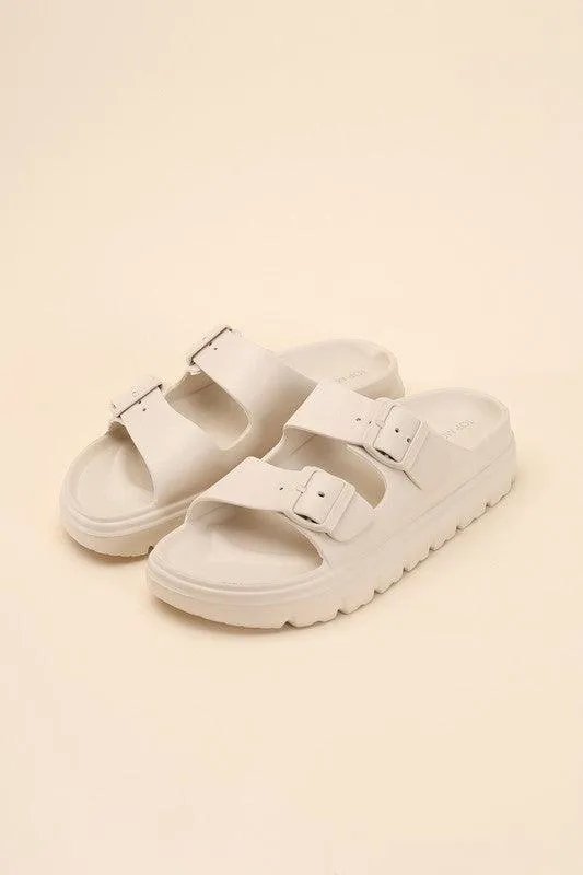 Buckle Strap Slides Sandals