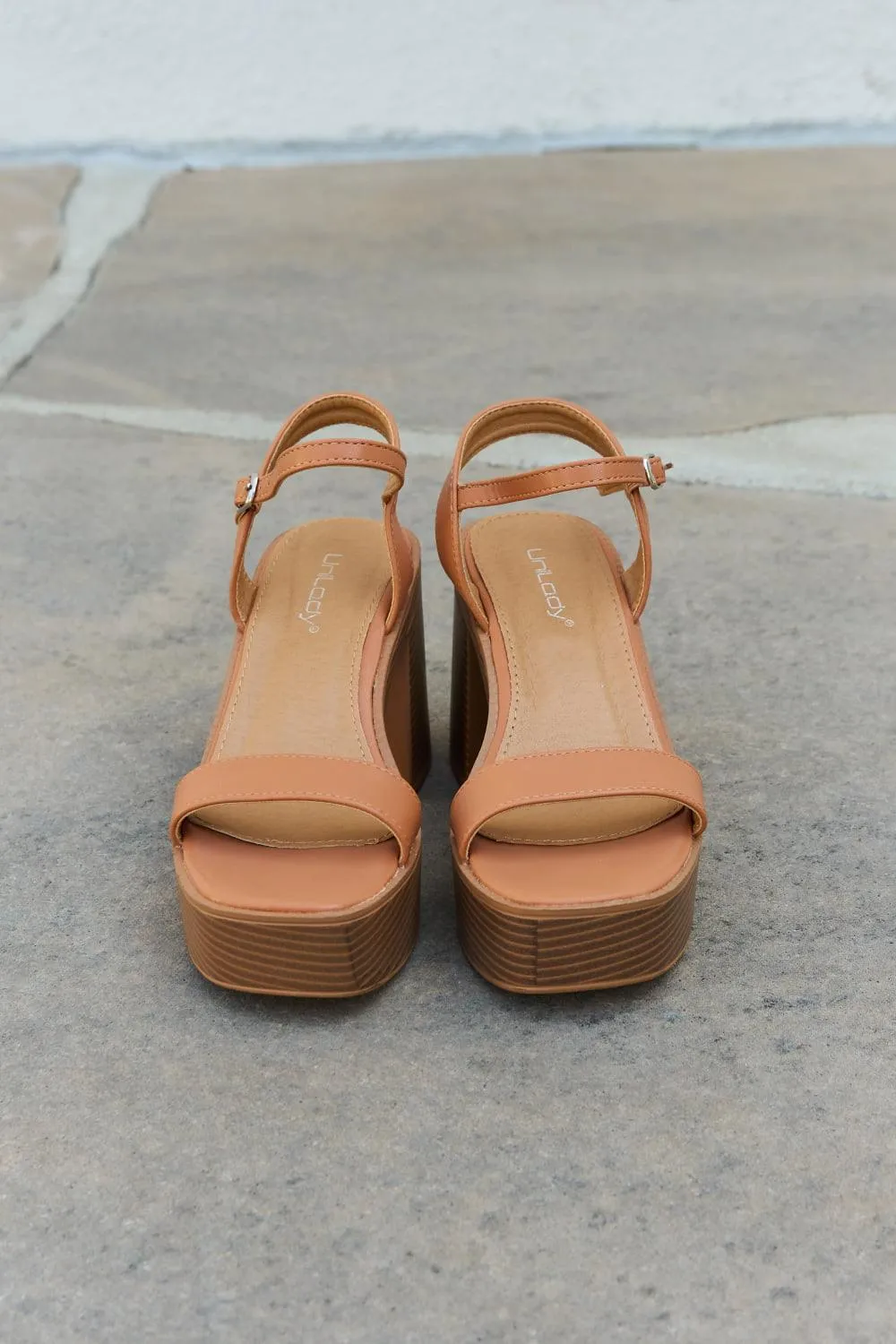 Cognac Platform Heel Sandals