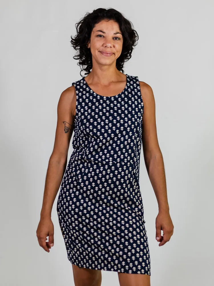 Evanston Dress - Micro Floral Navy