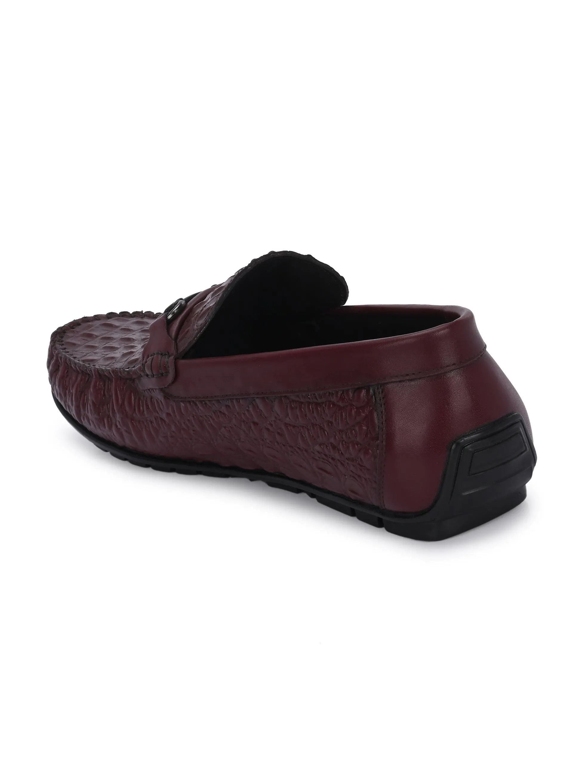 Hitz Men's Cherry Leather Casual Slip on Loafers