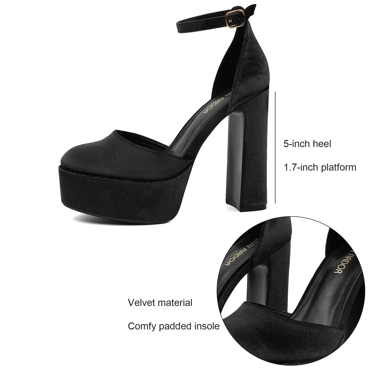 JENN ARDOR Women's Platform Heels Chunky High Heel Pumps Block Heels Ankle Strap Closed Toe for Dress Wedding Party Pumps