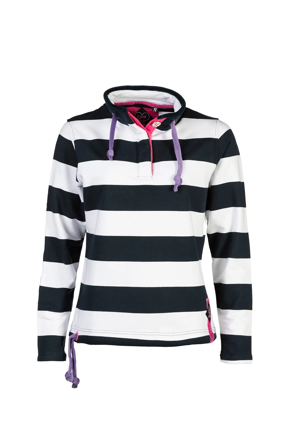 Ladies Rydale Button Neck Stripe Sweatshirt