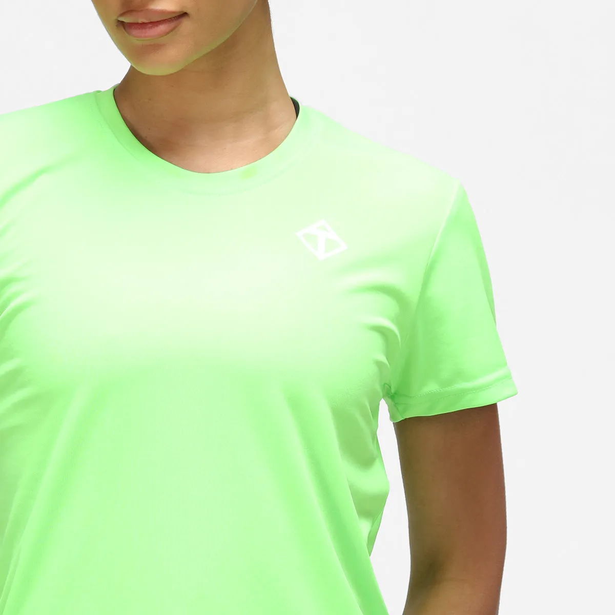 Lime Green Diamond Ladies Technical T-Shirt