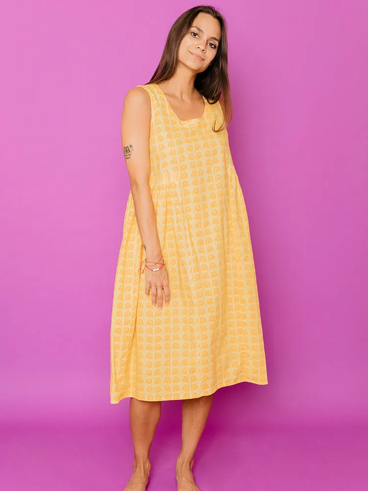 Melody Midi Dress - Sunny Stripes Yellow