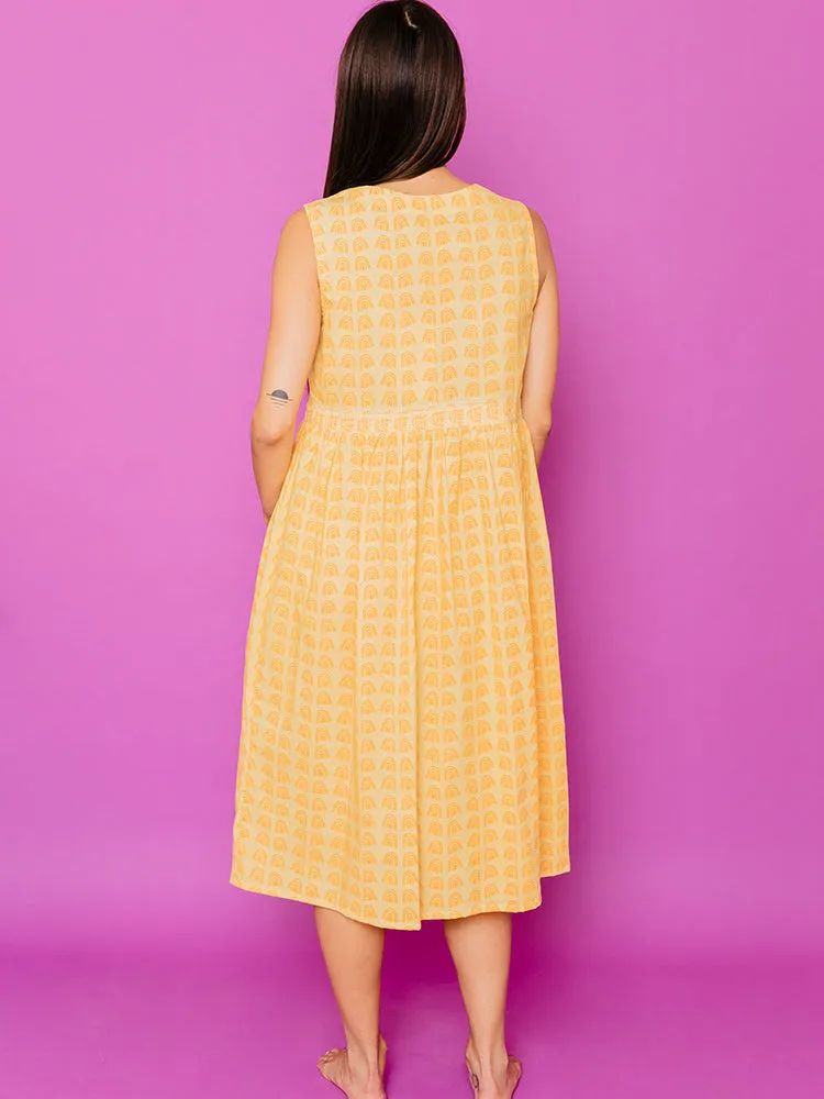 Melody Midi Dress - Sunny Stripes Yellow