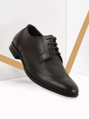 Men Brown Formal Office Party Genuine Leather Lace Up Brogue Shoes