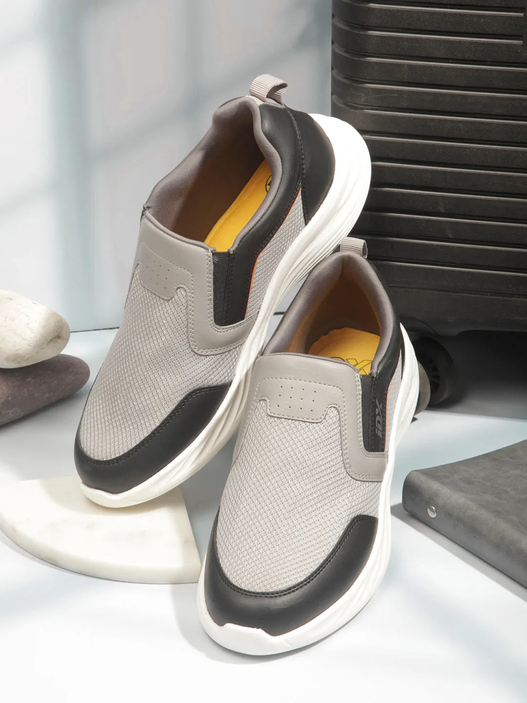 Men's Grey Black Slip On Sneakers IX7130