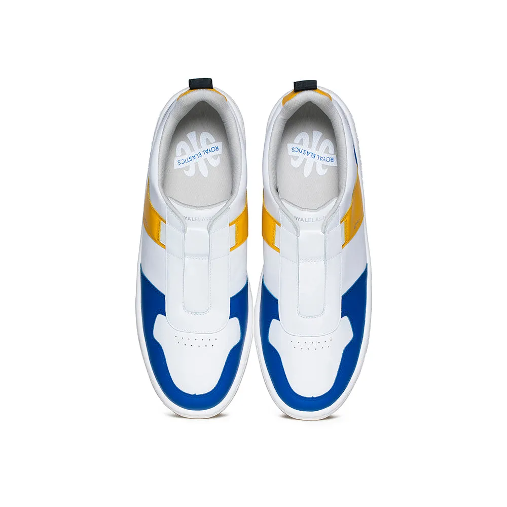 Men's Rider White Blue Yellow Leather Sneakers 06794-035