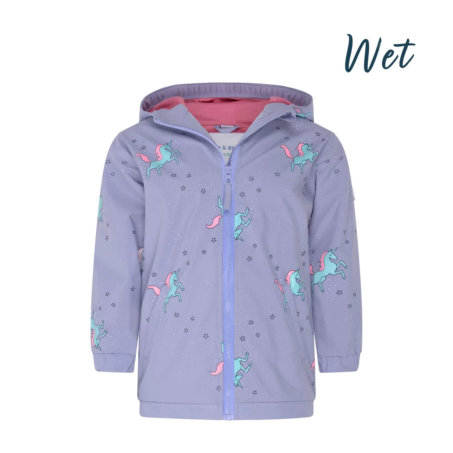 Purple Unicorn Color Changing Kids Raincoat