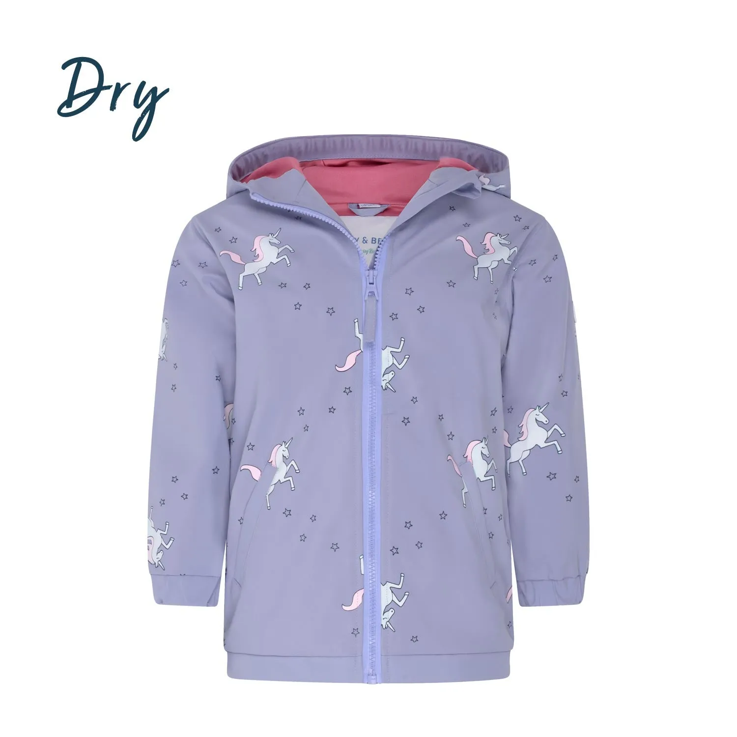 Purple Unicorn Color Changing Kids Raincoat