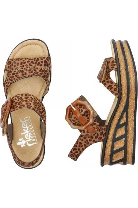 Rieker ladies sandals 68176-90 Brown Combi