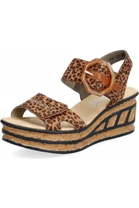 Rieker ladies sandals 68176-90 Brown Combi