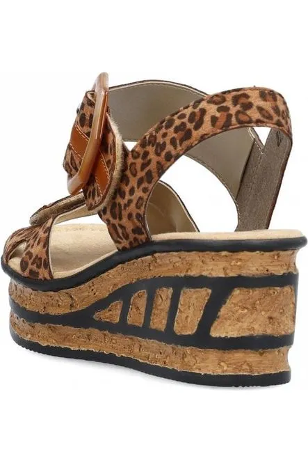 Rieker ladies sandals 68176-90 Brown Combi