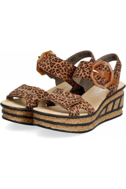 Rieker ladies sandals 68176-90 Brown Combi