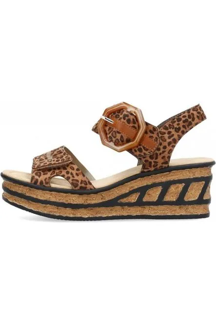 Rieker ladies sandals 68176-90 Brown Combi