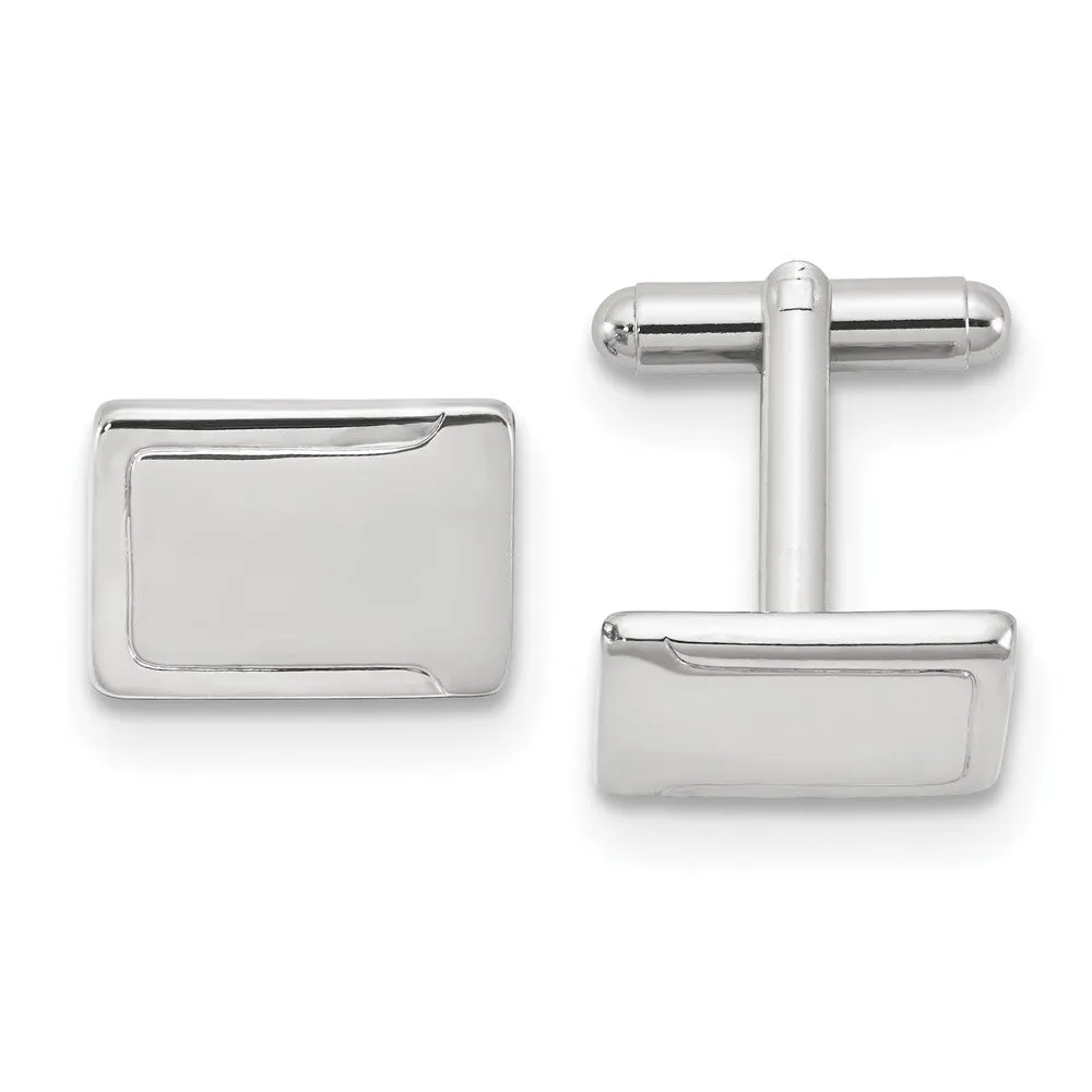 Silver-tone Engravable Cuff Links