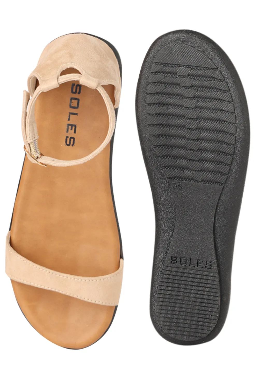 SOLES Beige Flat Sandals - Neutral Elegance