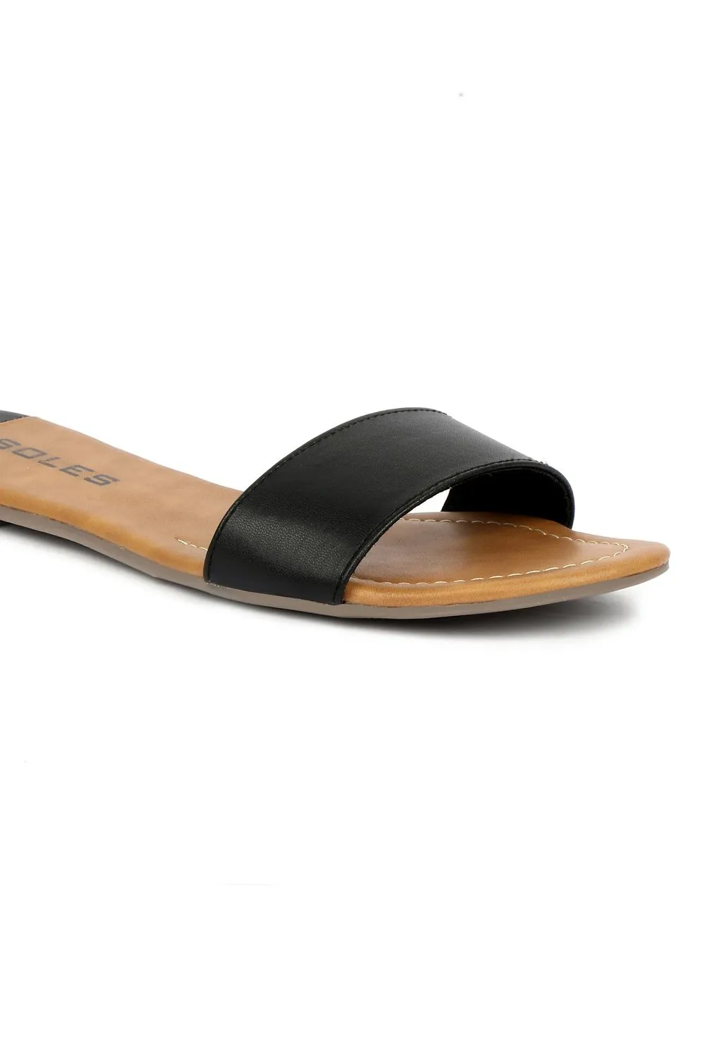 SOLES Classic Black Flat Sandals