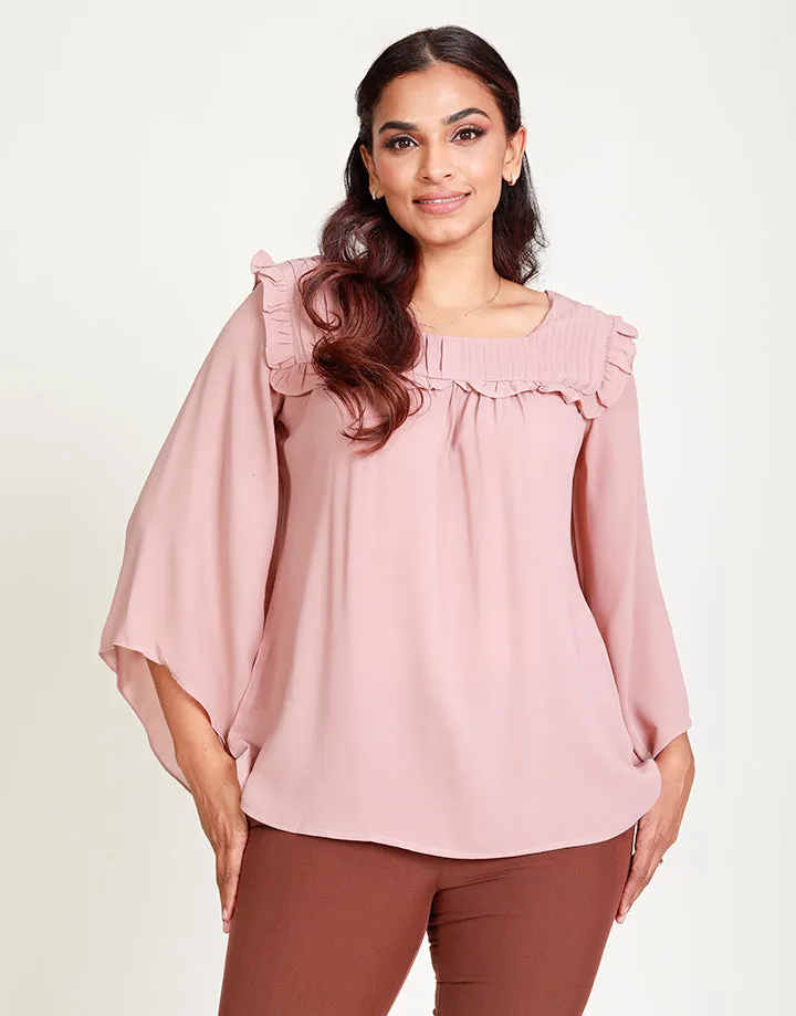 Square Neck Top with Pintucks