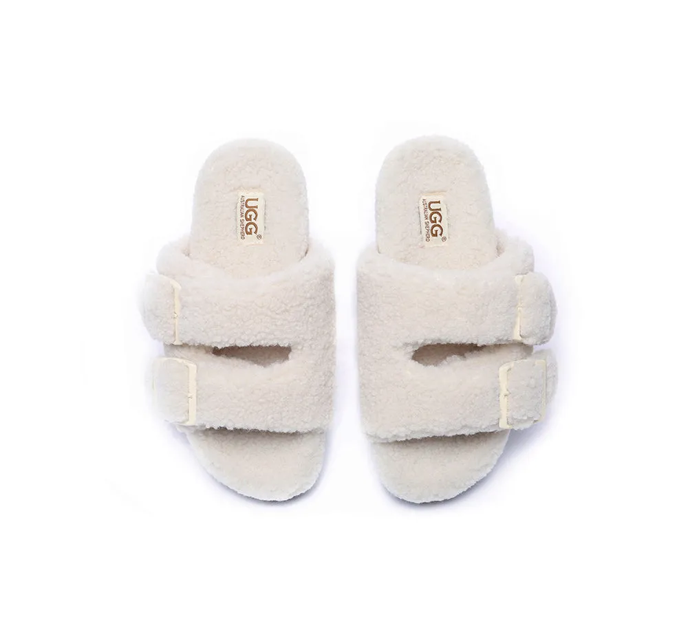 UGG Women Shearling Buckle Sandal Slides Jennie