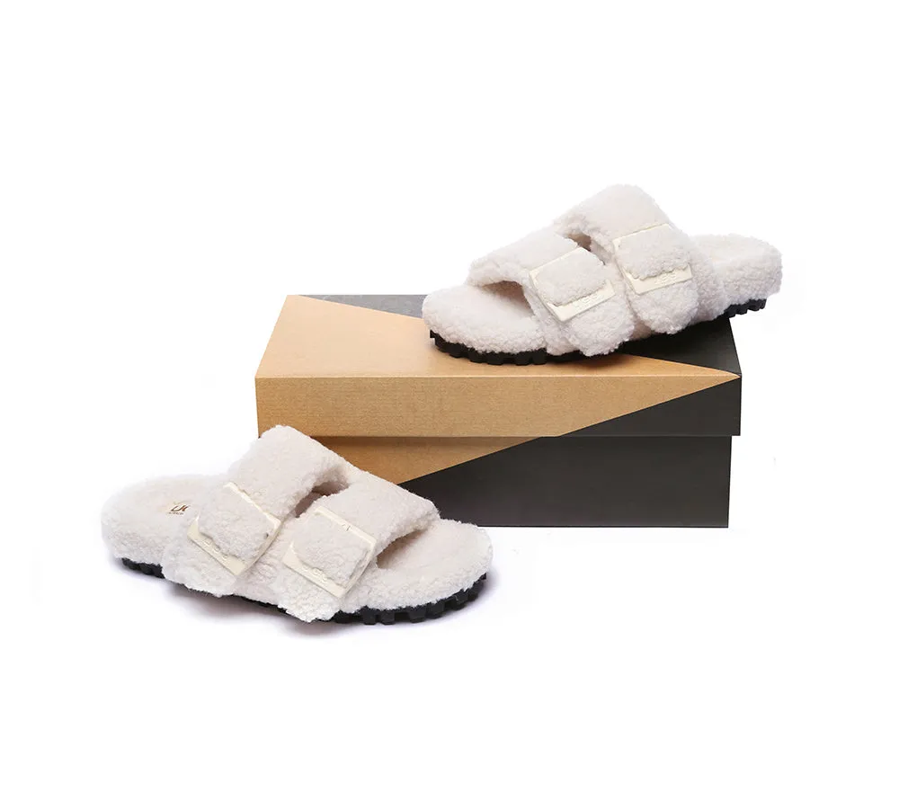 UGG Women Shearling Buckle Sandal Slides Jennie