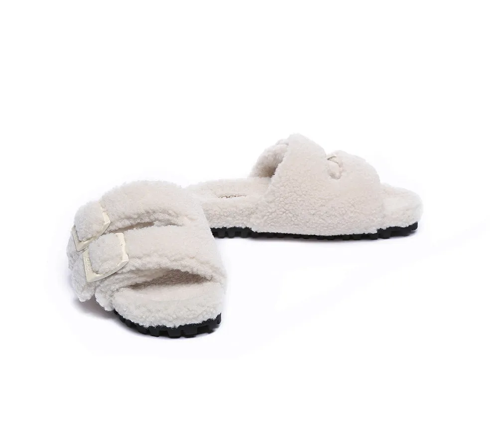 UGG Women Shearling Buckle Sandal Slides Jennie