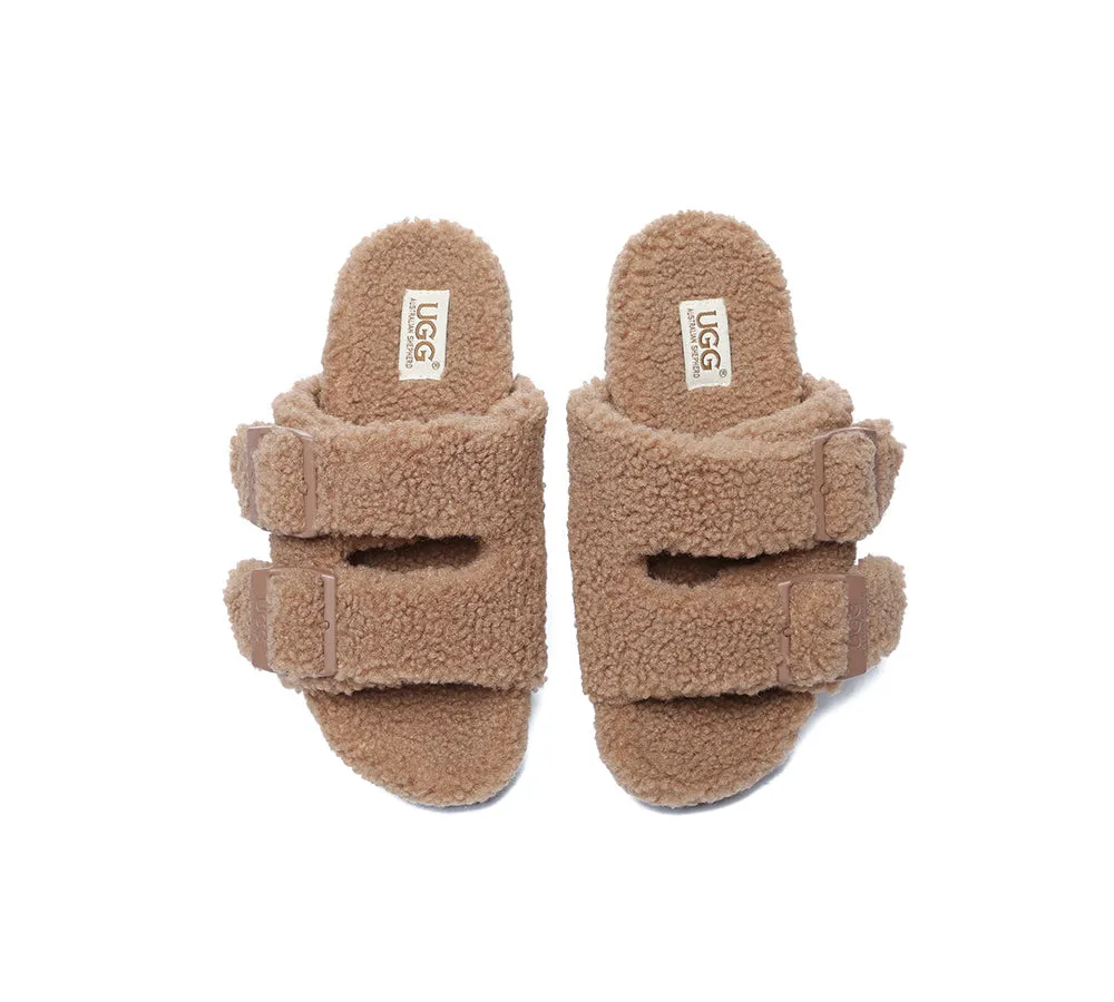 UGG Women Shearling Buckle Sandal Slides Jennie