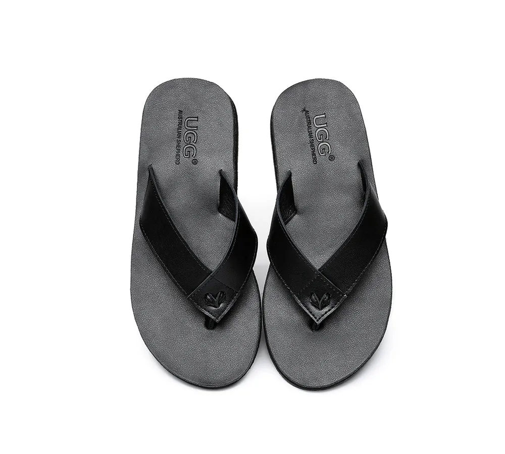 Unisex Leather Slides Thongs Sandals Flats Murphy