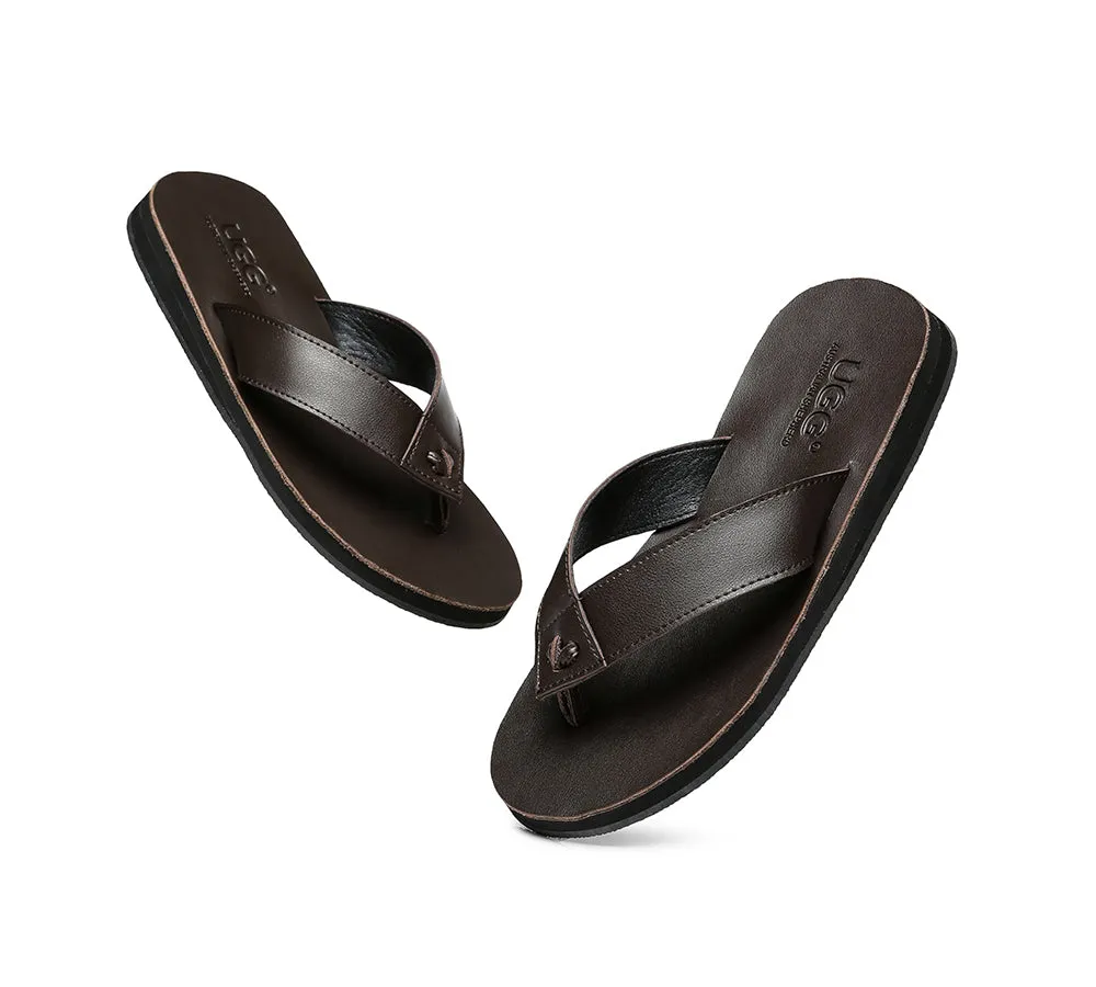 Unisex Leather Slides Thongs Sandals Flats Murphy