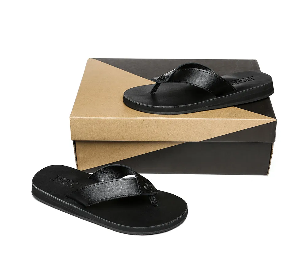 Unisex Leather Slides Thongs Sandals Flats Murphy