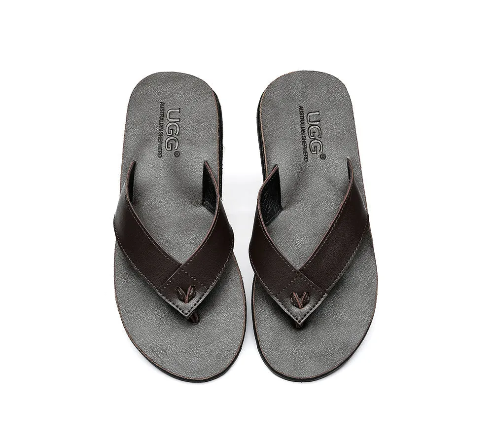 Unisex Leather Slides Thongs Sandals Flats Murphy