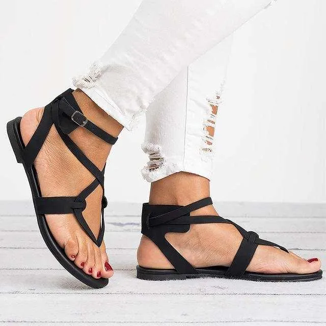 Women Plus Size 35-43 Gladiator Summer Female Beach Flat Sandals