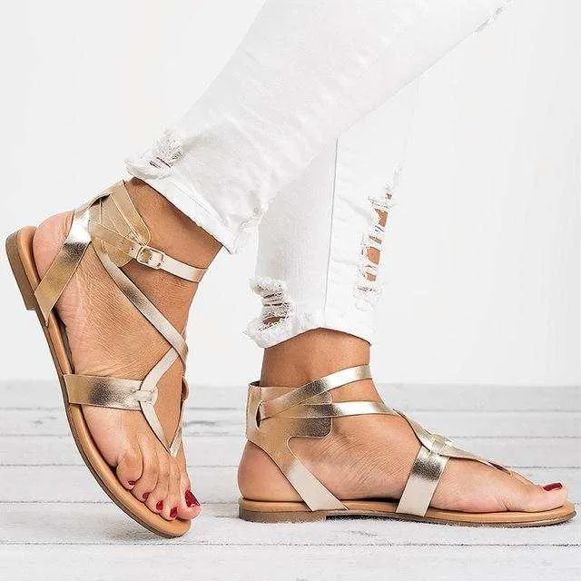 Women Plus Size 35-43 Gladiator Summer Female Beach Flat Sandals