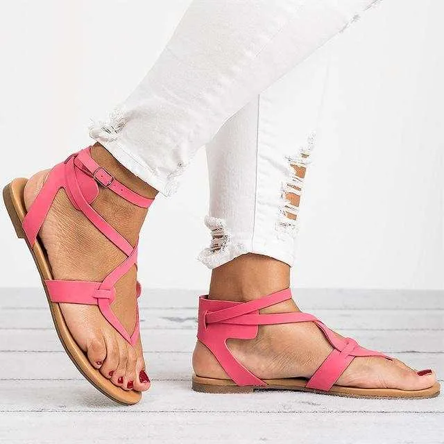 Women Plus Size 35-43 Gladiator Summer Female Beach Flat Sandals