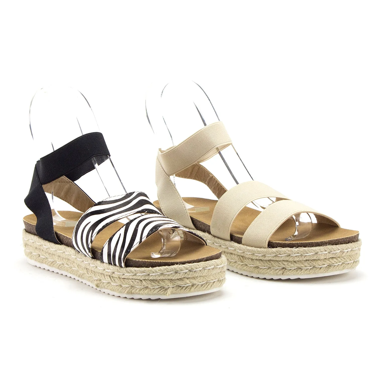 Women's Chiara-10 Platform Elastic Stretch Ankle Strap Espadrilles Flatform Sandals